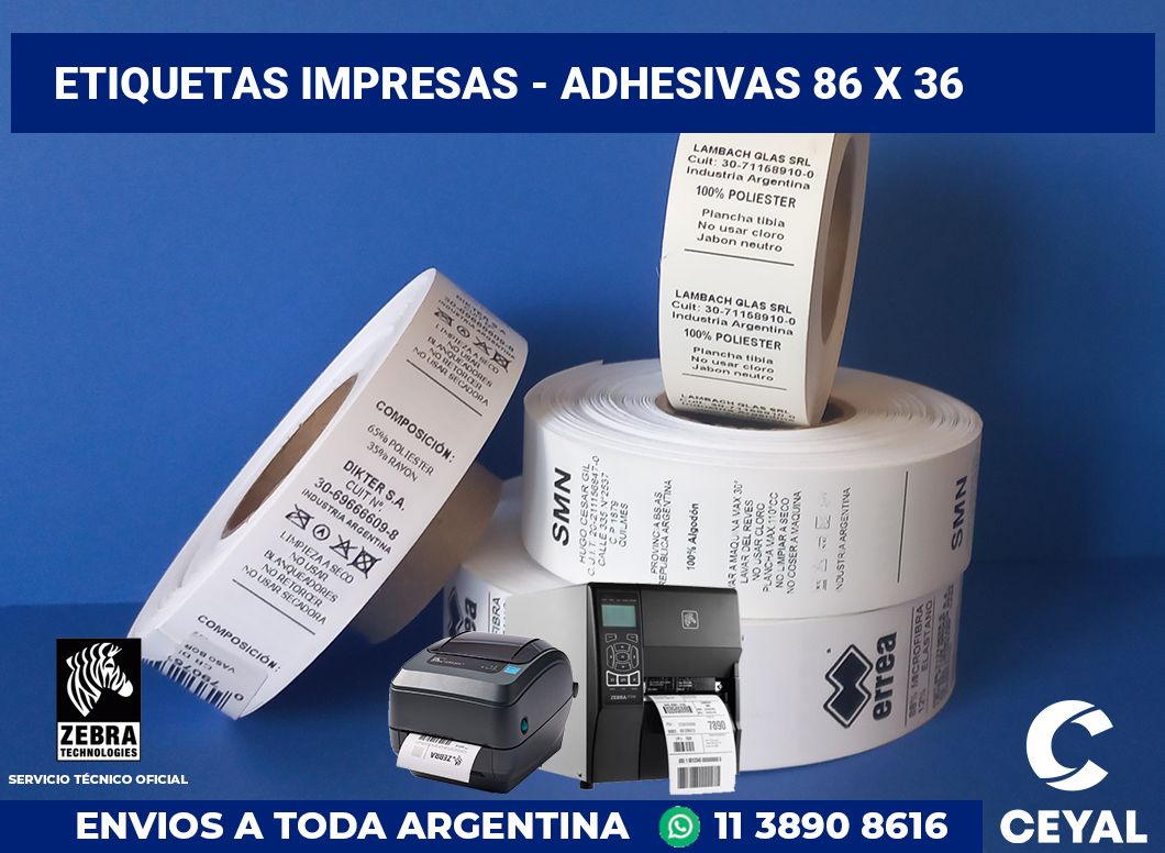 etiquetas impresas - Adhesivas 86 x 36