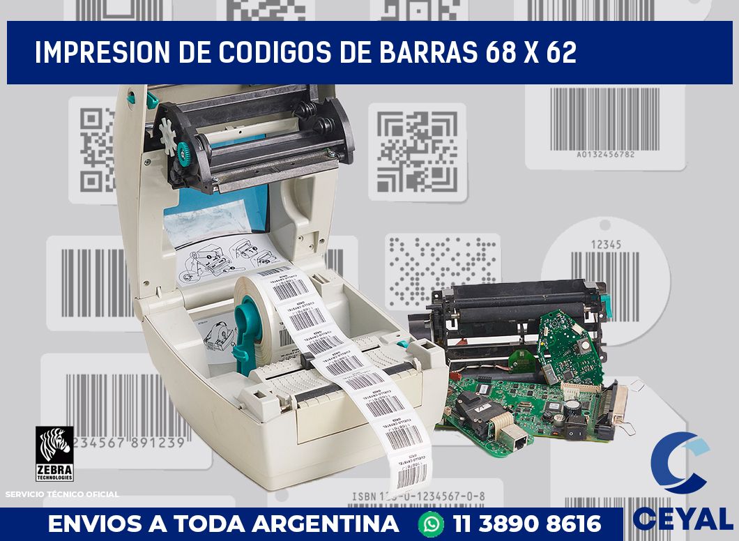 impresion de codigos de barras 68 x 62