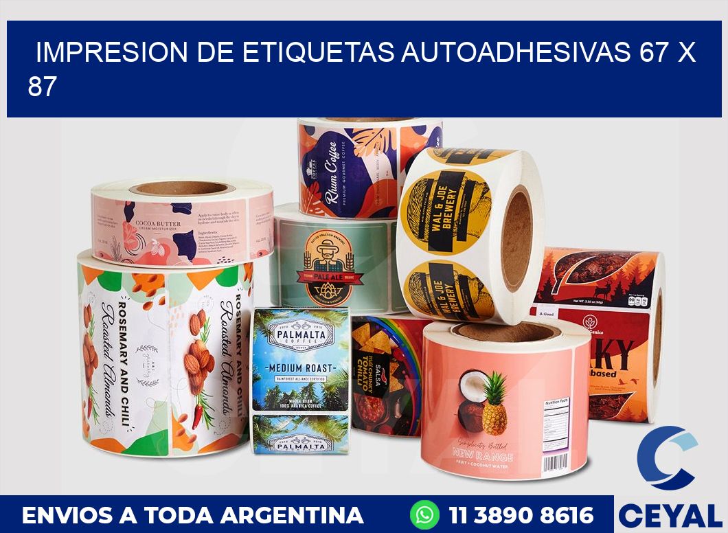impresion de etiquetas autoadhesivas 67 x 87