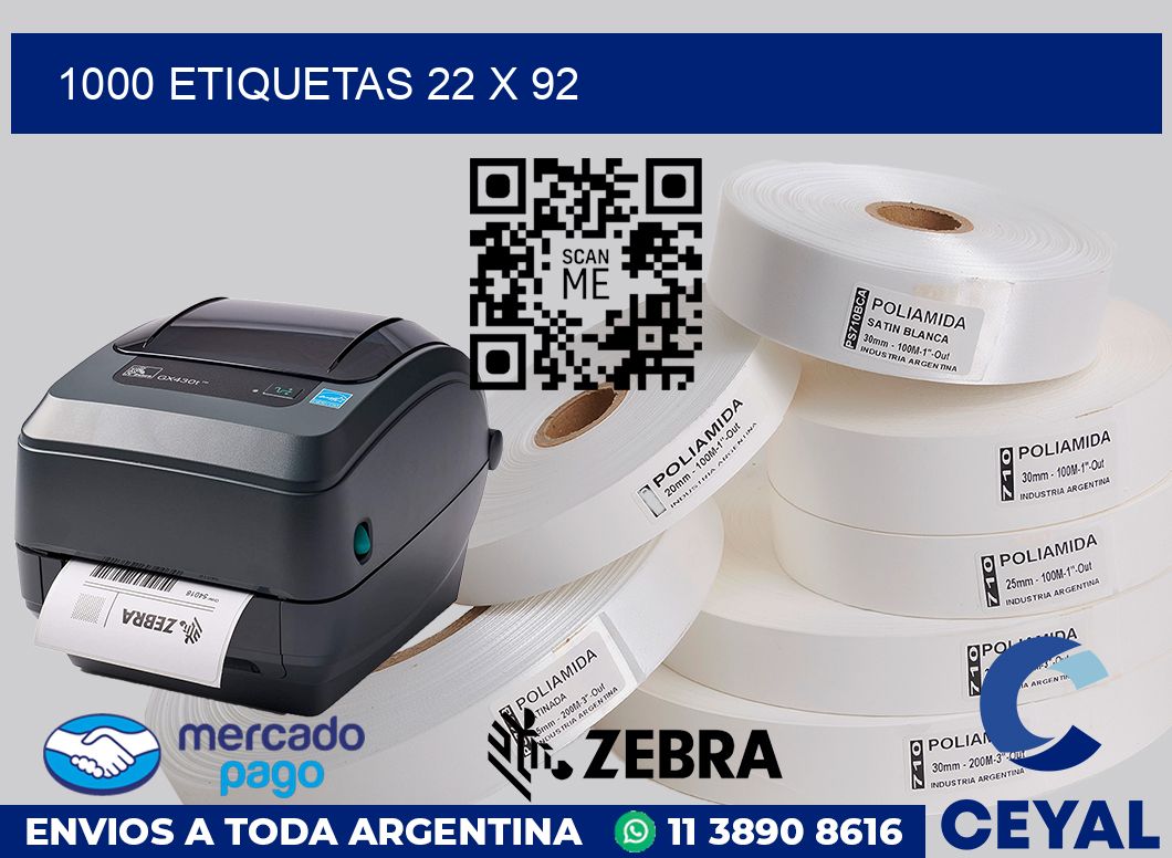 1000 etiquetas 22 x 92