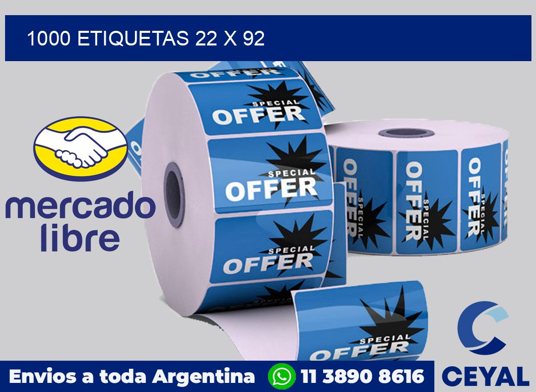 1000 etiquetas 22 x 92