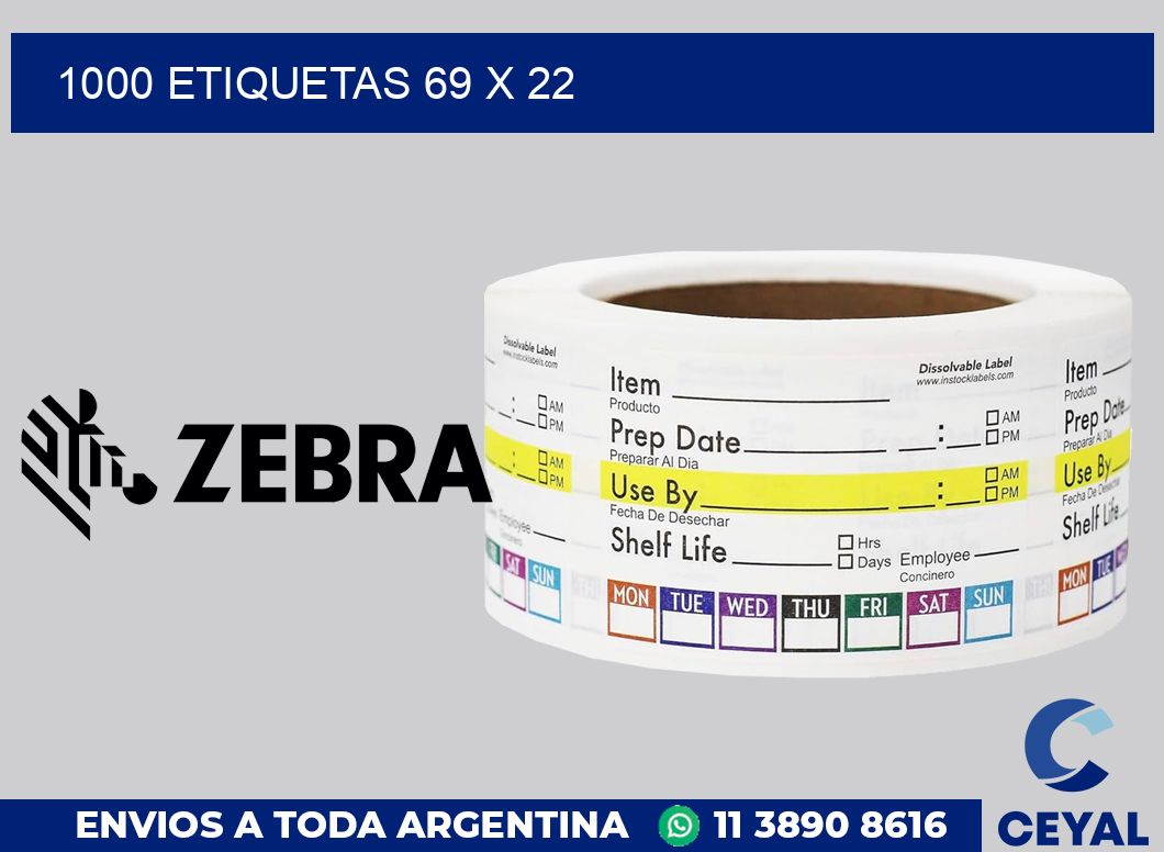 1000 etiquetas 69 x 22