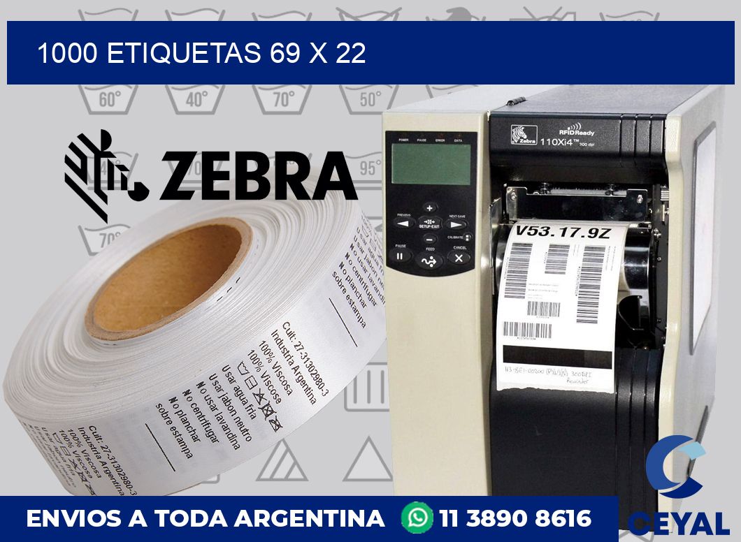 1000 etiquetas 69 x 22