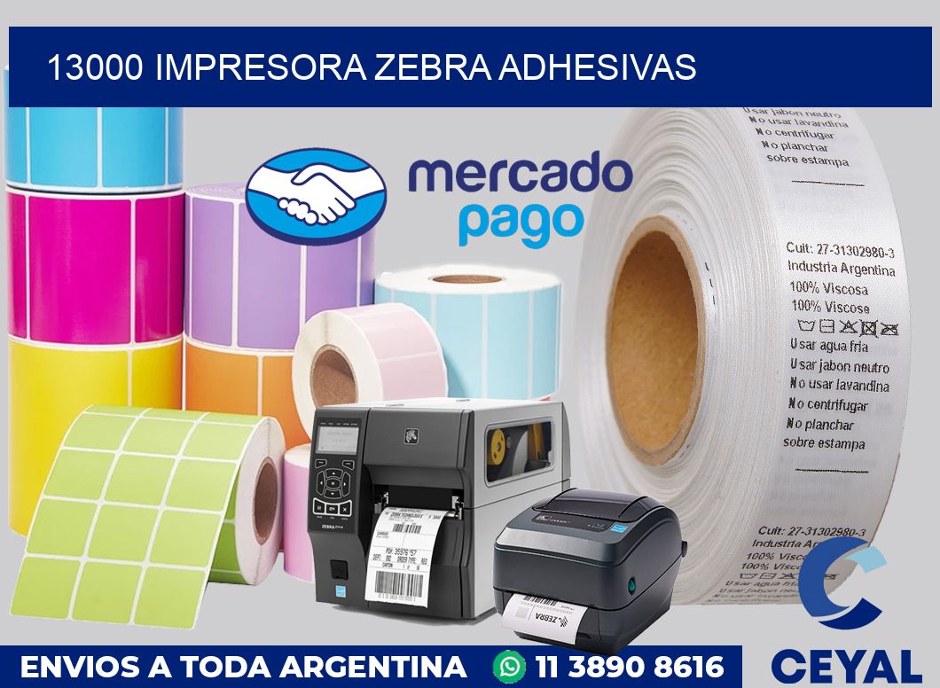 13000 Impresora Zebra adhesivas