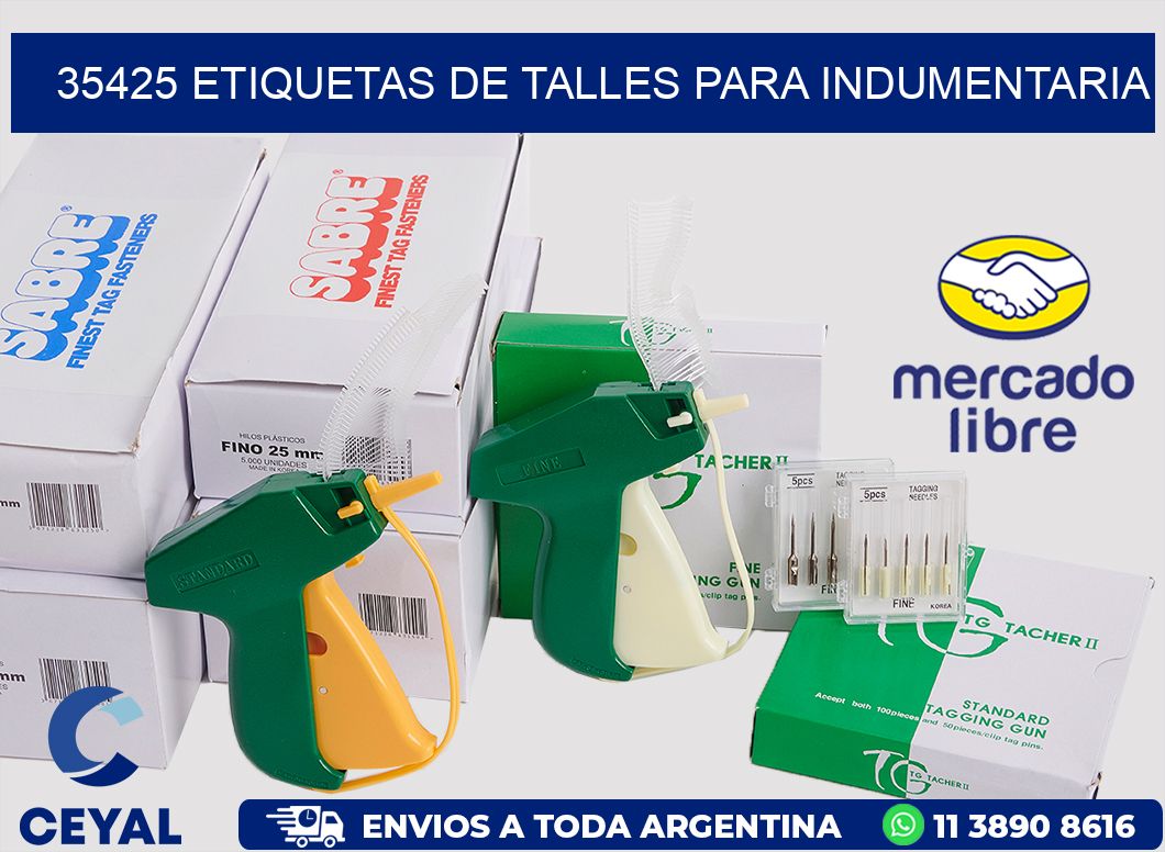 35425 Etiquetas de Talles para indumentaria
