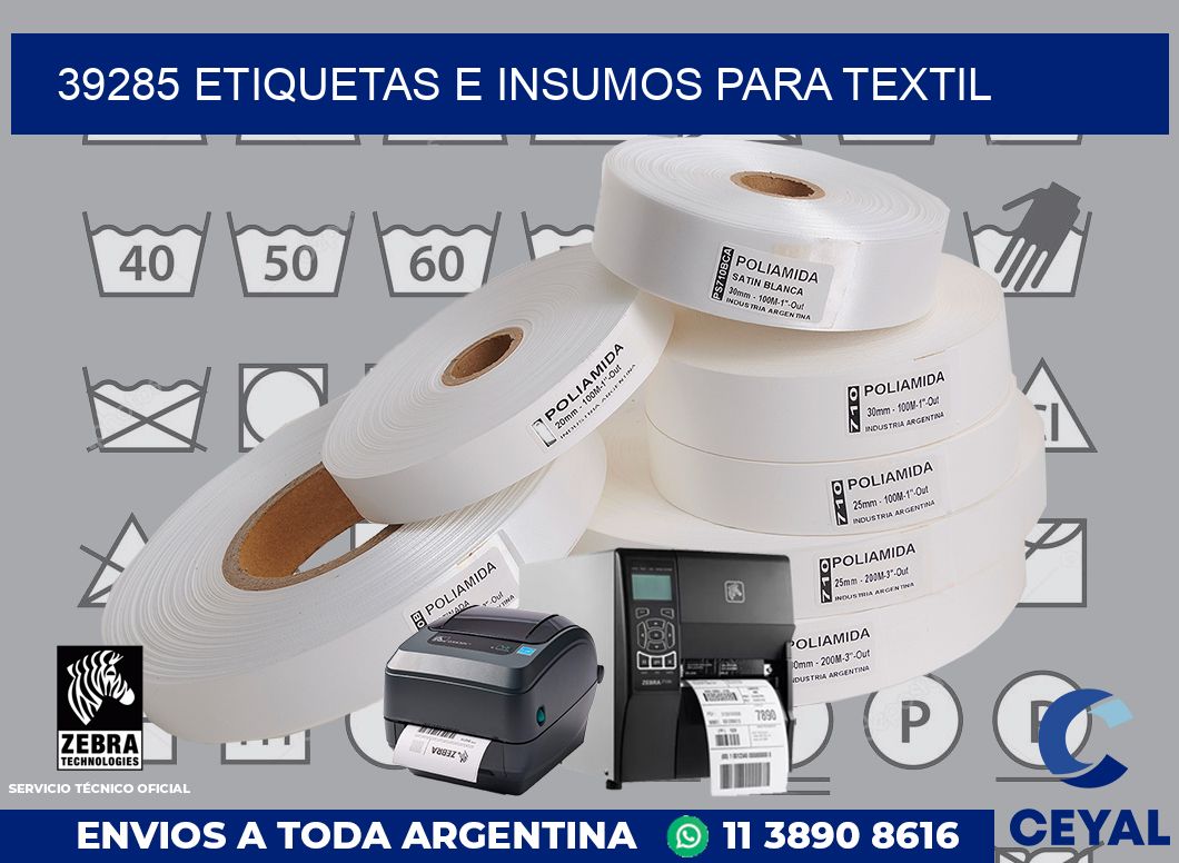 39285 etiquetas e insumos para textil