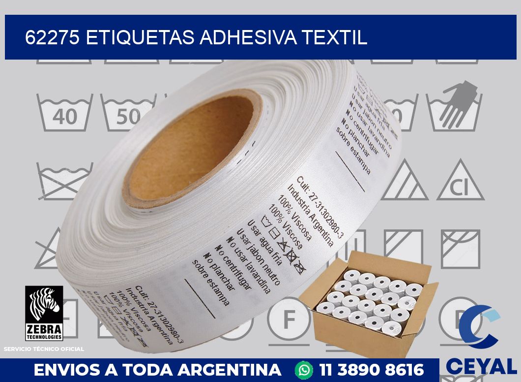 62275 etiquetas adhesiva textil