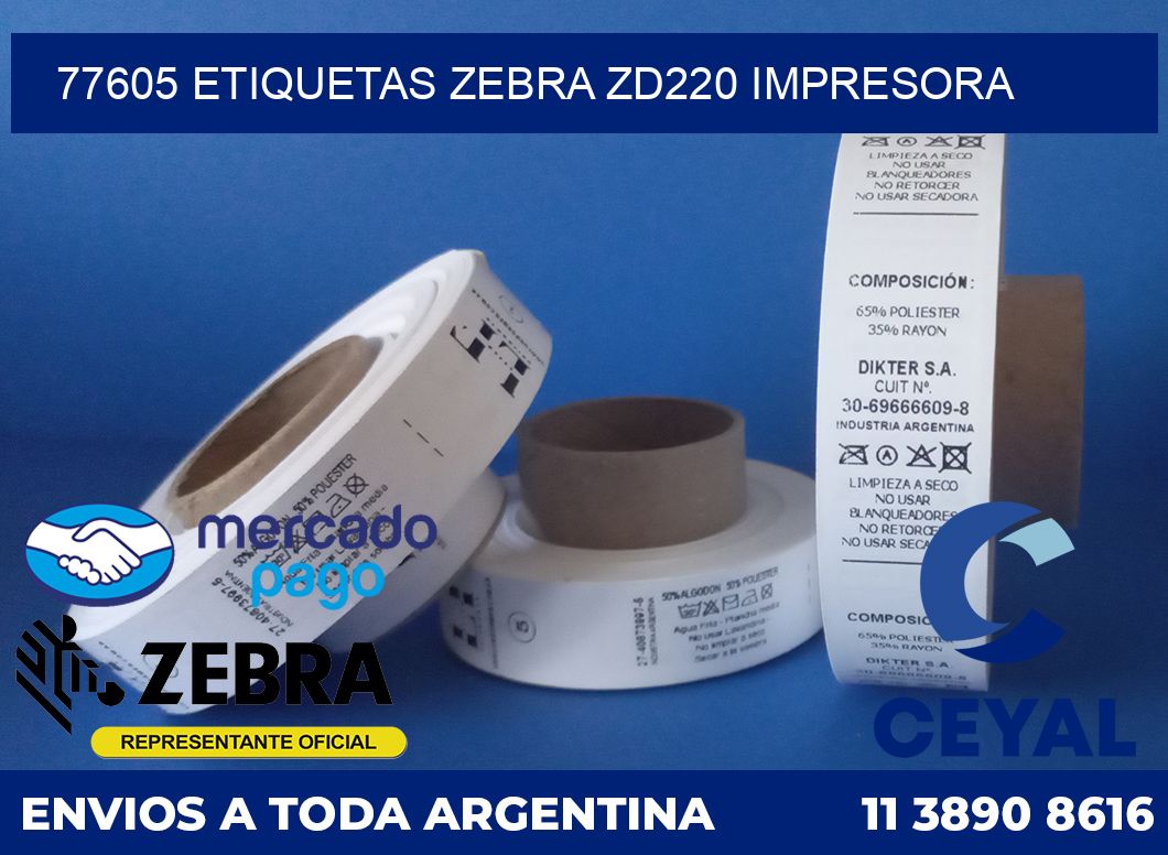 77605 etiquetas Zebra zd220 impresora