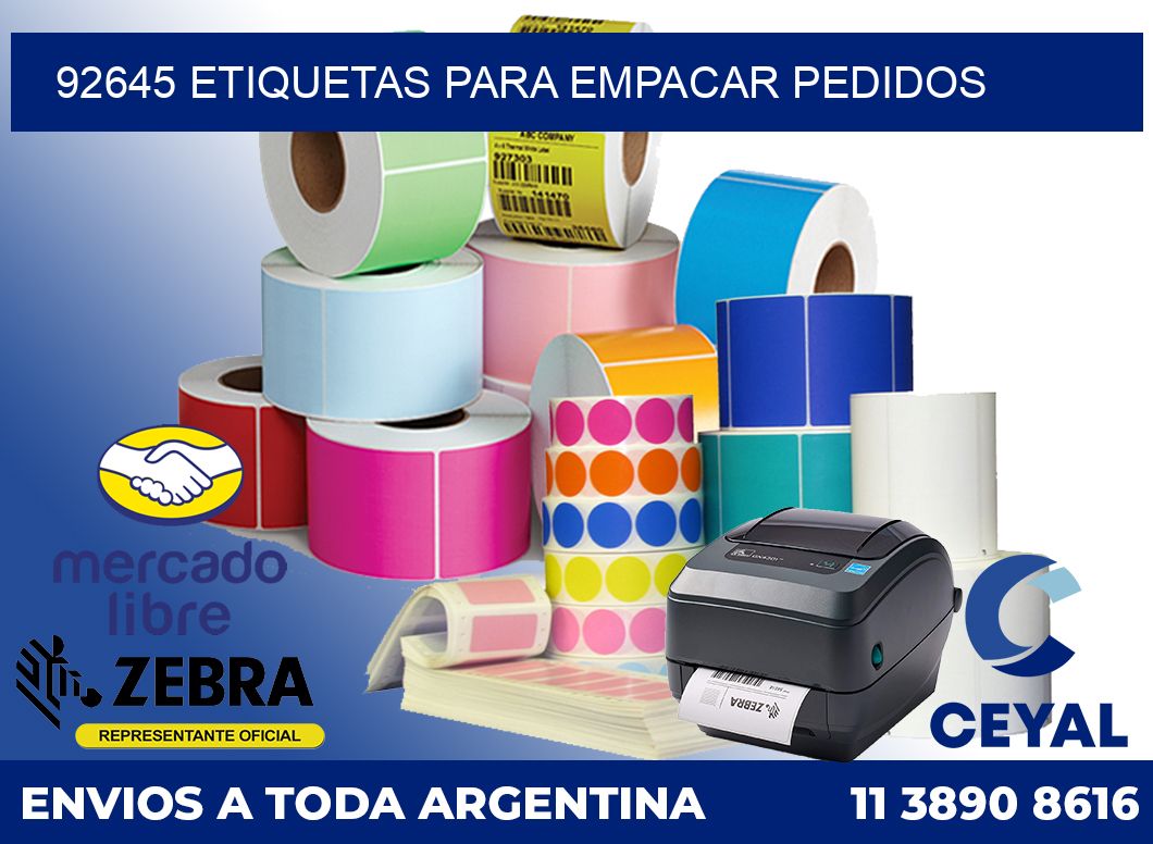 92645 etiquetas para empacar pedidos