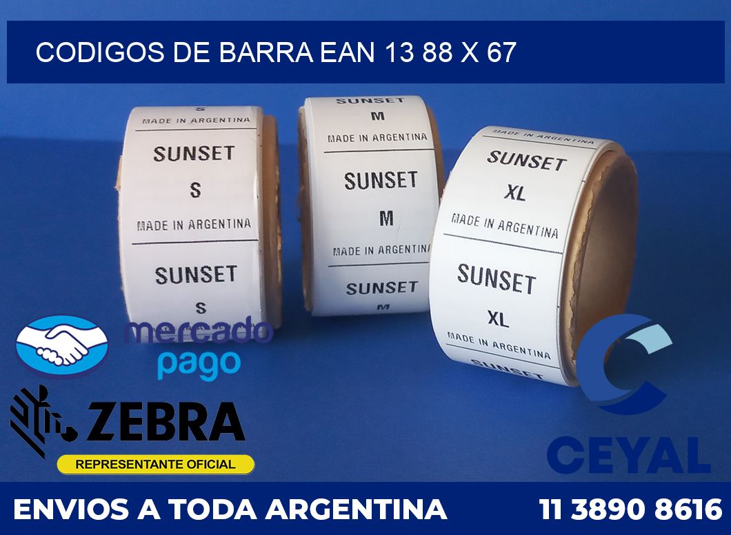 Codigos de barra EAN 13 88 x 67