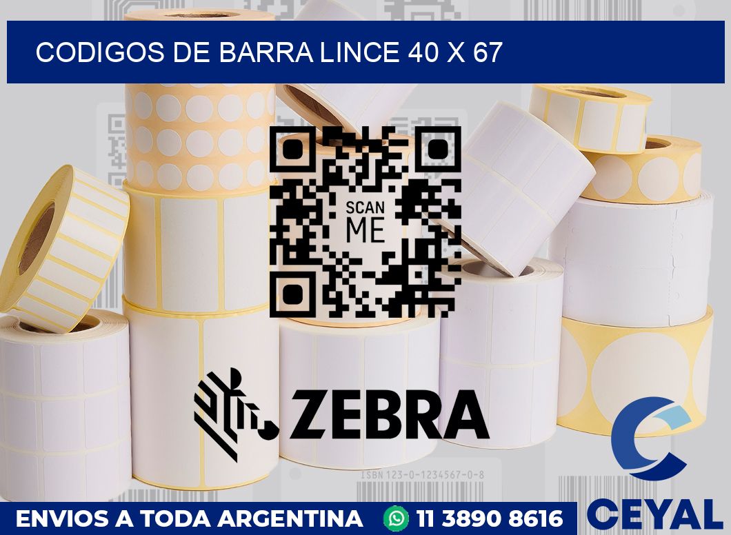 Codigos de barra Lince 40 x 67