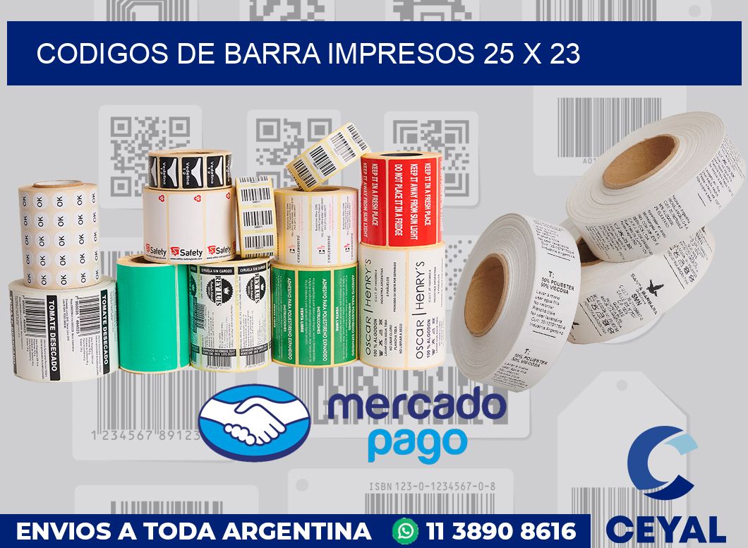 Codigos de barra impresos 25 x 23