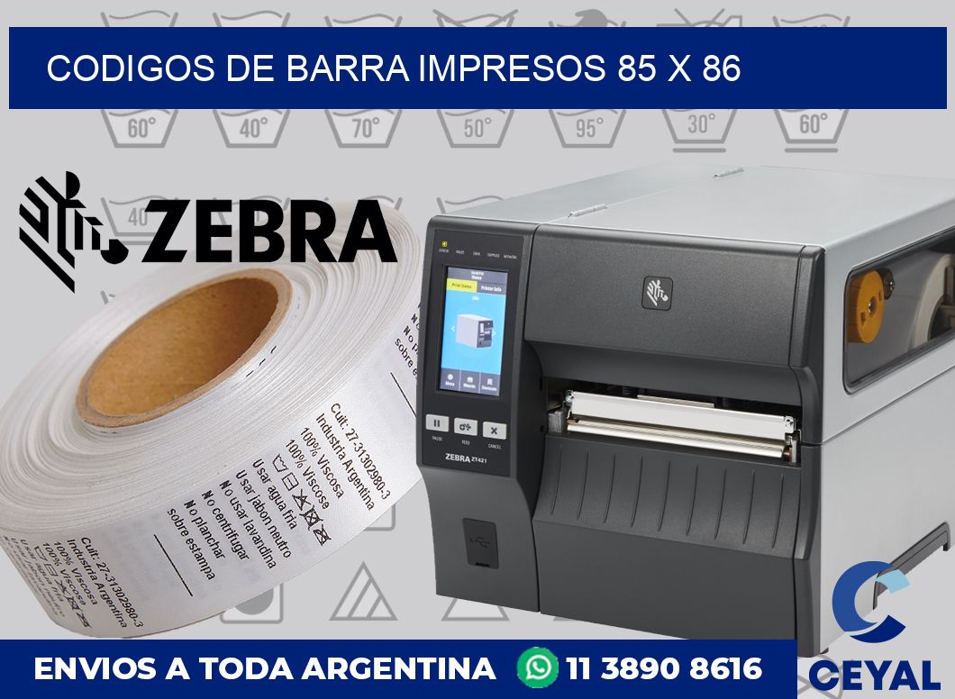 Codigos de barra impresos 85 x 86