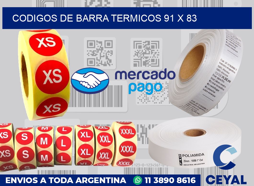 Codigos de barra termicos 91 x 83