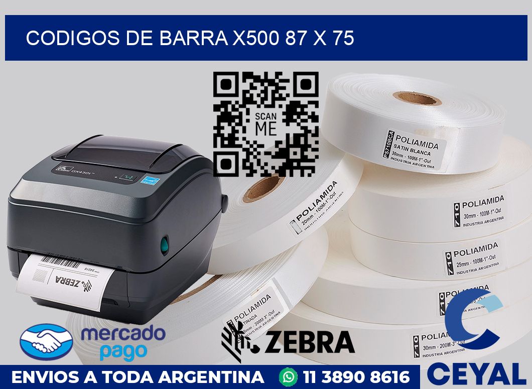 Codigos de barra x500 87 x 75