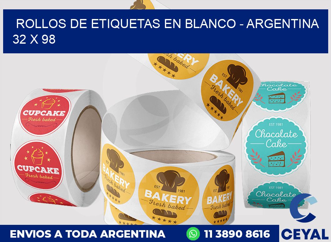 Rollos de etiquetas en blanco - Argentina 32 x 98