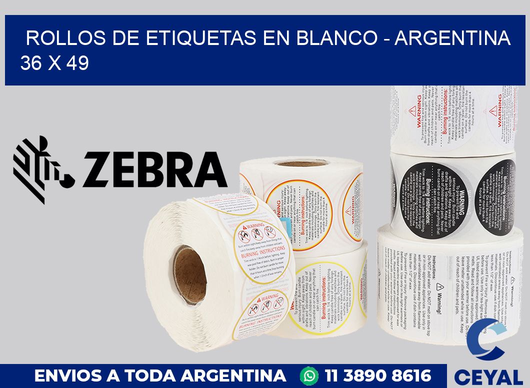 Rollos de etiquetas en blanco - Argentina 36 x 49