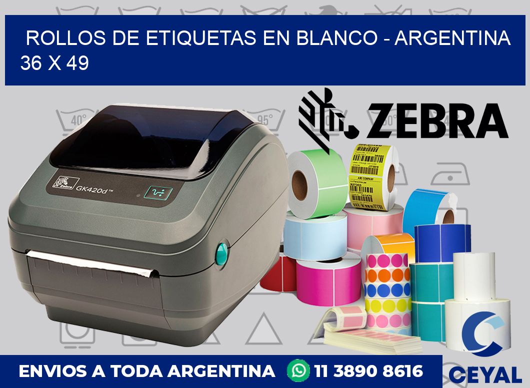 Rollos de etiquetas en blanco - Argentina 36 x 49
