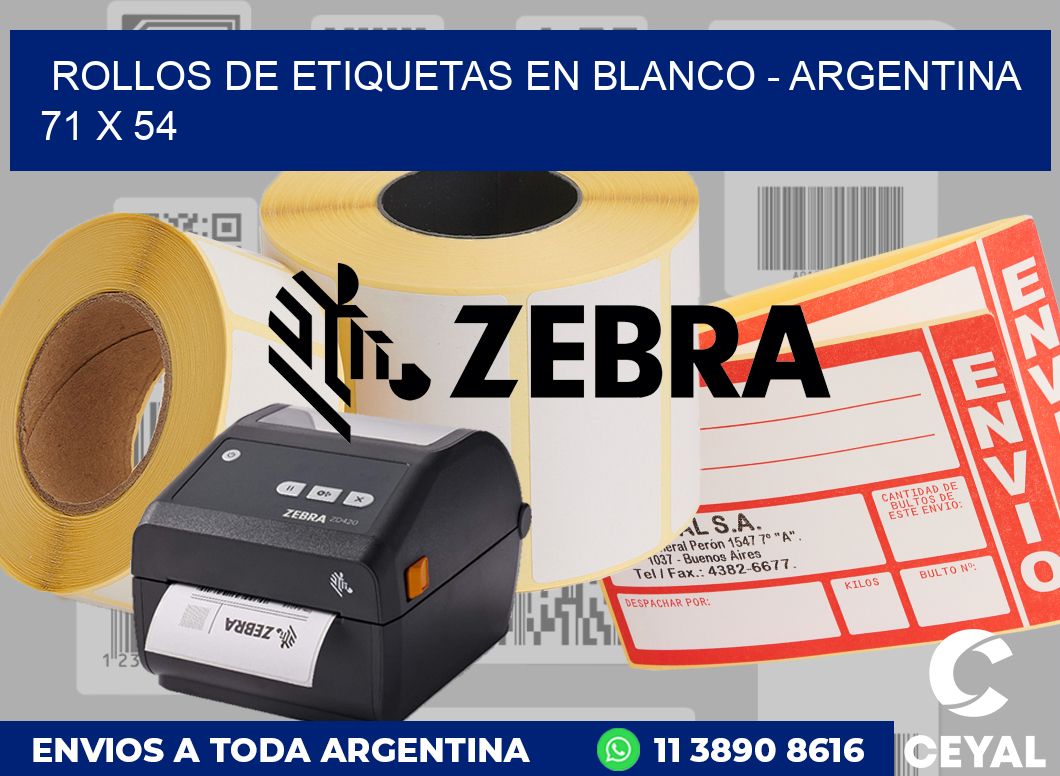 Rollos de etiquetas en blanco - Argentina 71 x 54