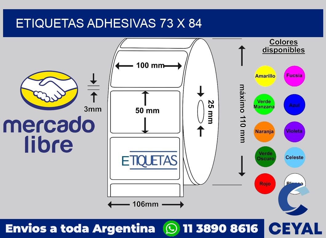 etiquetas adhesivas 73 x 84