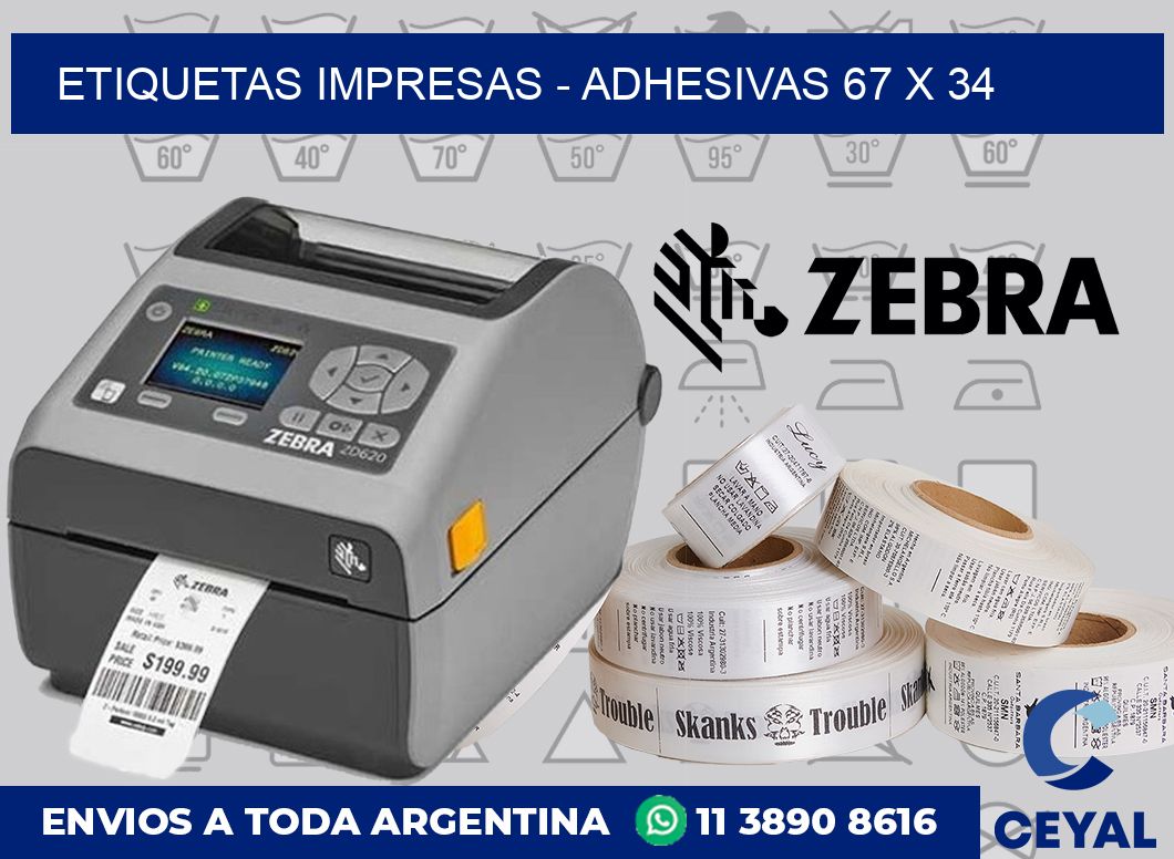 etiquetas impresas - Adhesivas 67 x 34