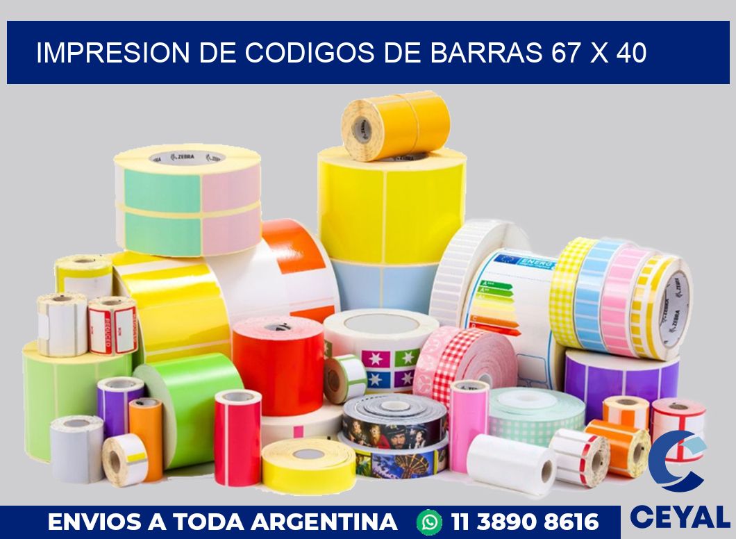 impresion de codigos de barras 67 x 40