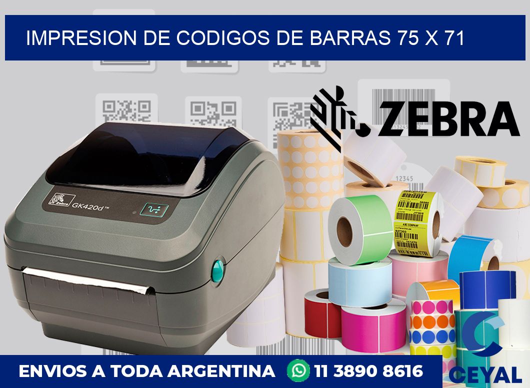impresion de codigos de barras 75 x 71