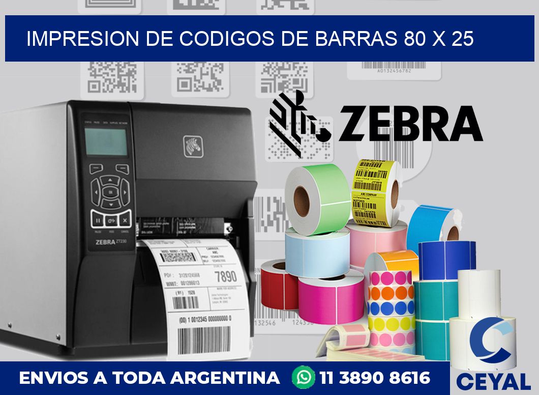 impresion de codigos de barras 80 x 25