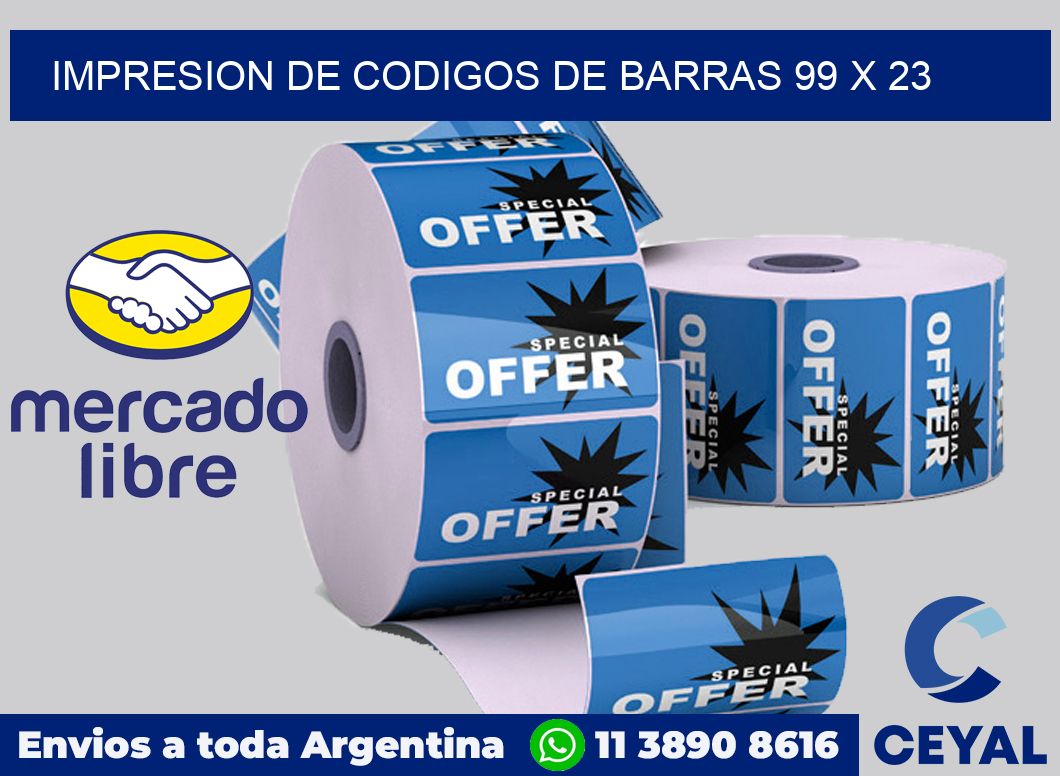 impresion de codigos de barras 99 x 23