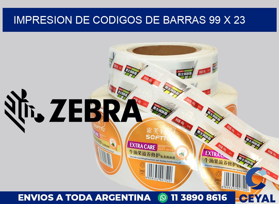 impresion de codigos de barras 99 x 23