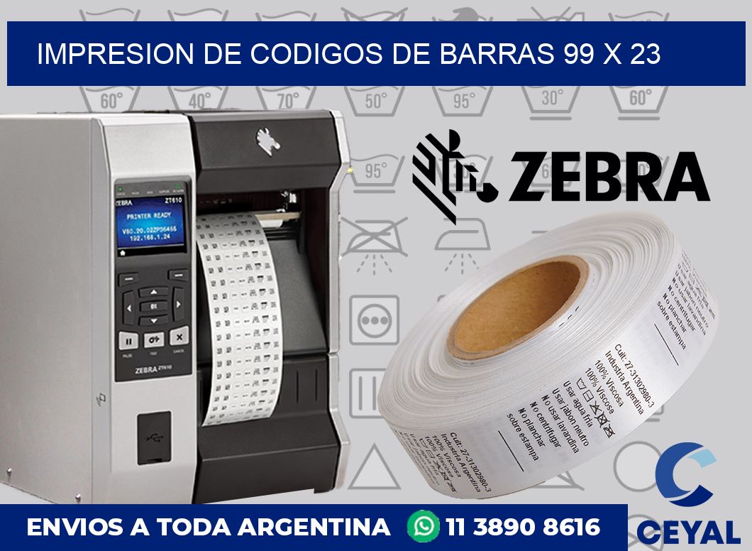 impresion de codigos de barras 99 x 23