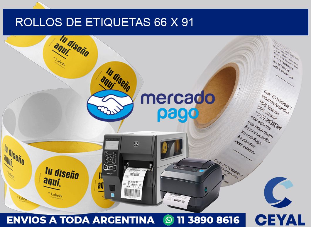 rollos de etiquetas 66 x 91