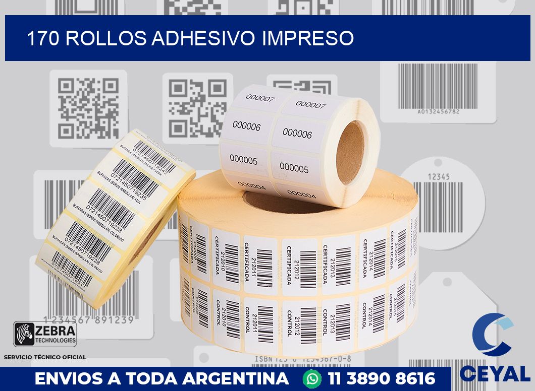 170 ROLLOS ADHESIVO IMPRESO