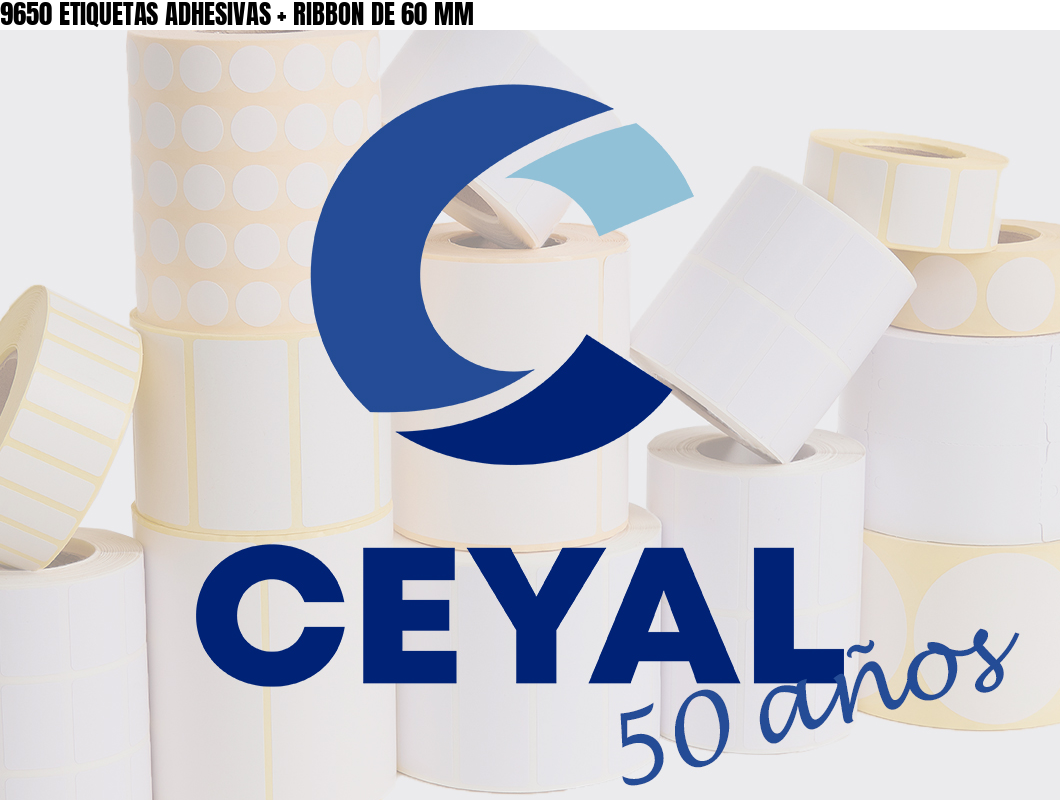 9650 ETIQUETAS ADHESIVAS + RIBBON DE 60 MM