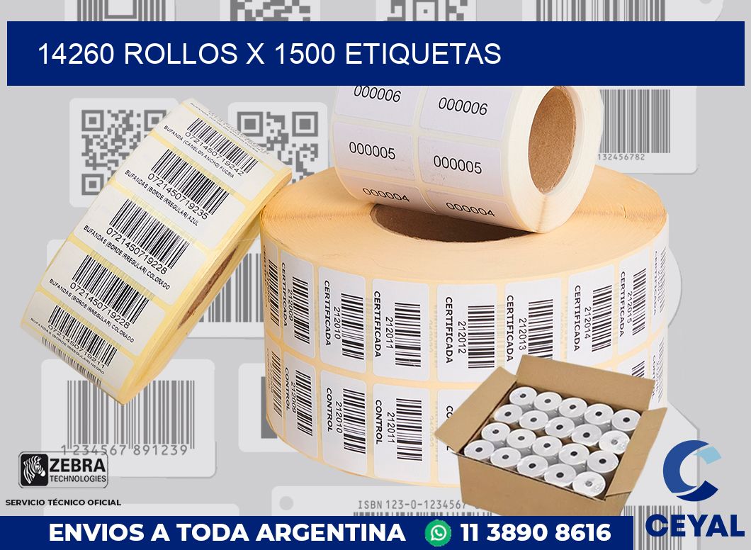 14260 Rollos x 1500 etiquetas