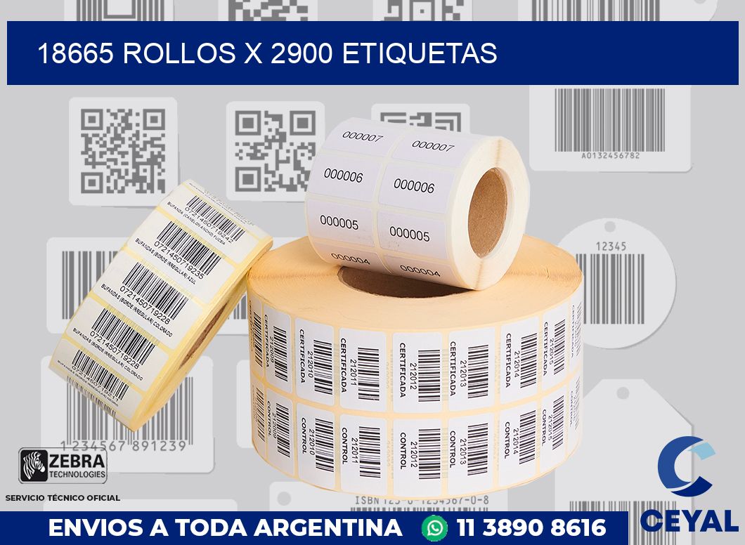 18665 Rollos x 2900 etiquetas