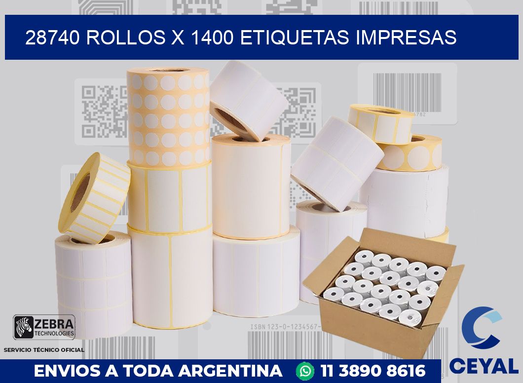 28740 Rollos x 1400 etiquetas impresas