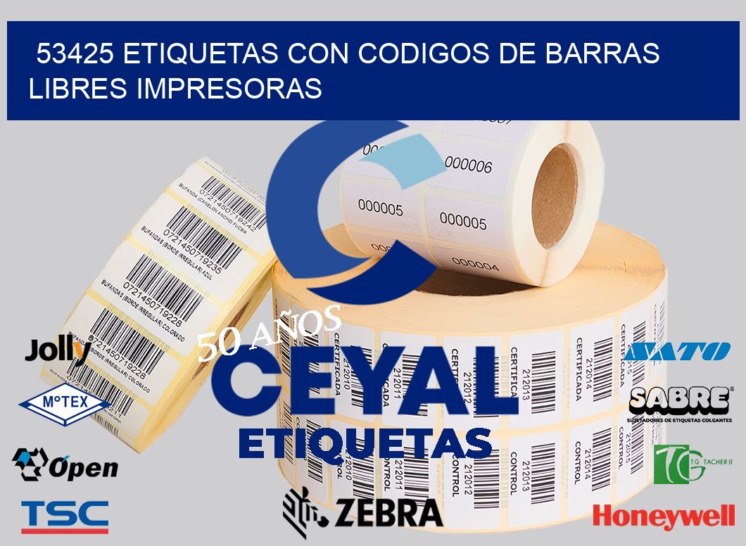 53425 ETIQUETAS CON CODIGOS DE BARRAS LIBRES IMPRESORAS