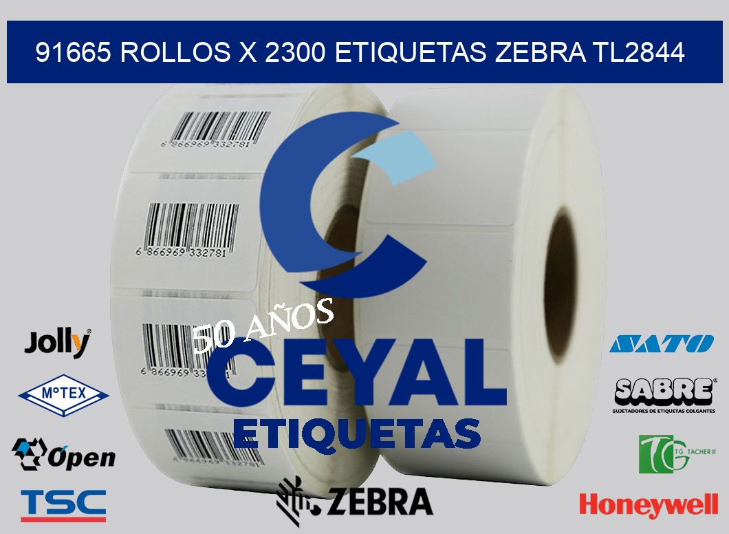 91665 Rollos x 2300 etiquetas zebra tl2844