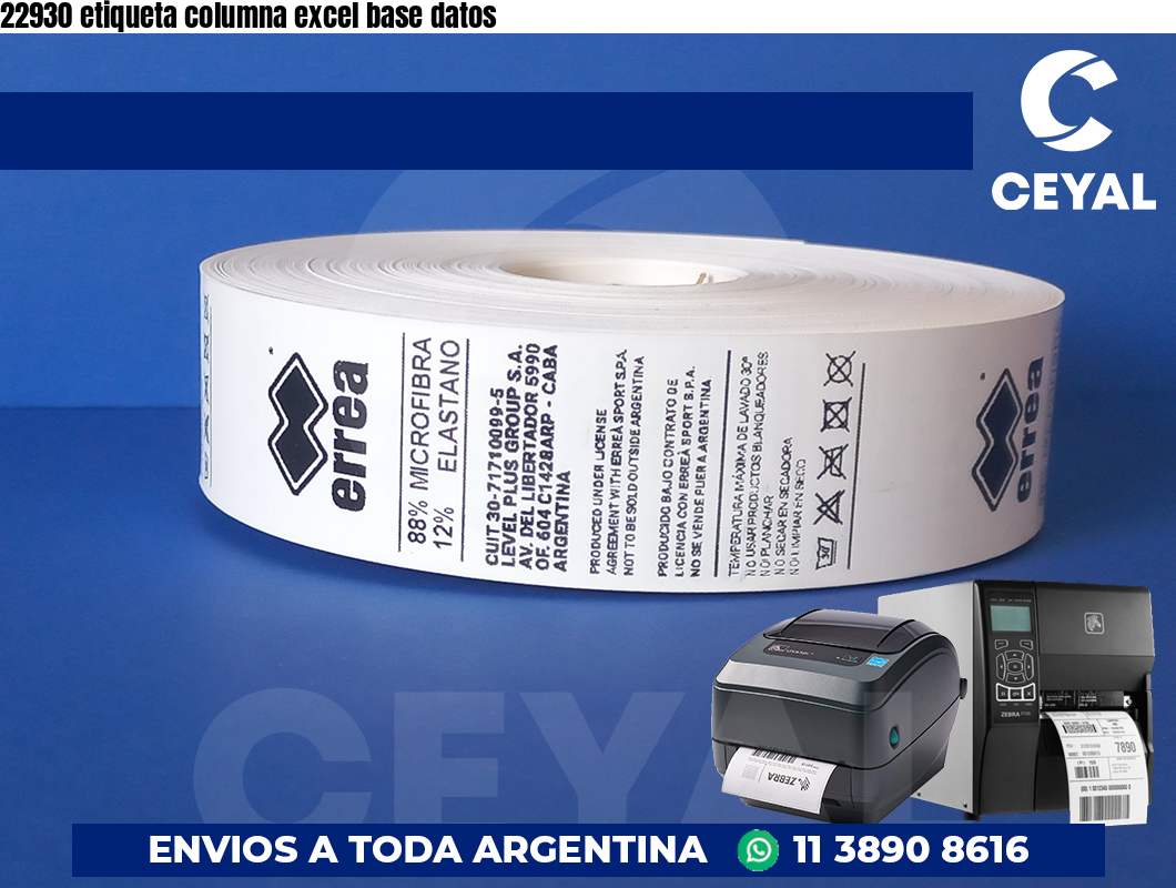 22930 etiqueta columna excel base datos