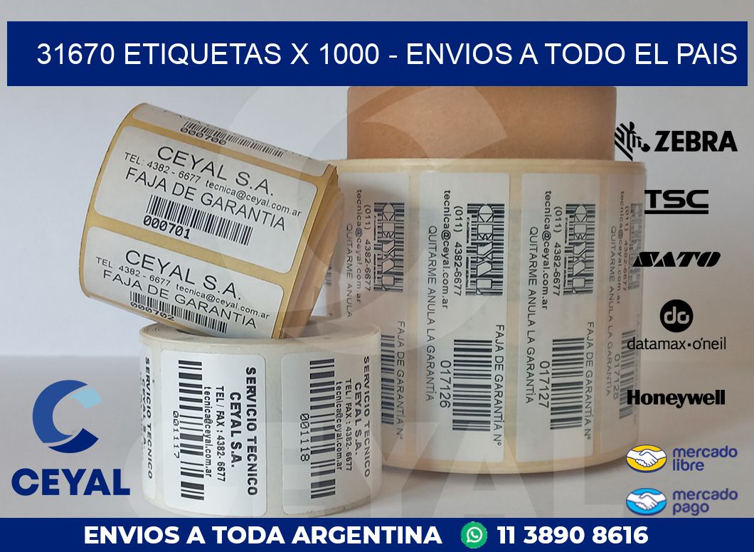 31670 ETIQUETAS X 1000 - ENVIOS A TODO EL PAIS