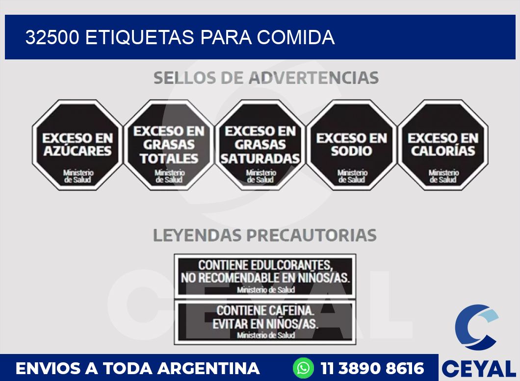 32500 ETIQUETAS PARA COMIDA