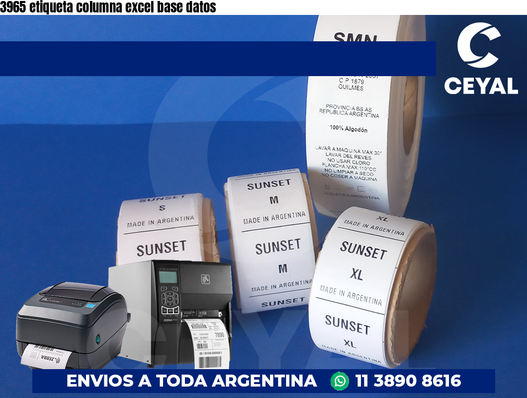 3965 etiqueta columna excel base datos