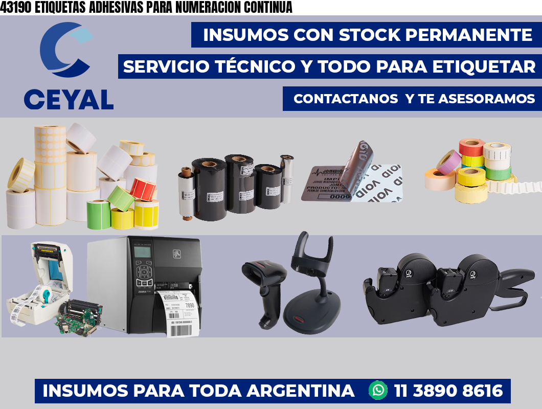43190 ETIQUETAS ADHESIVAS PARA NUMERACION CONTINUA