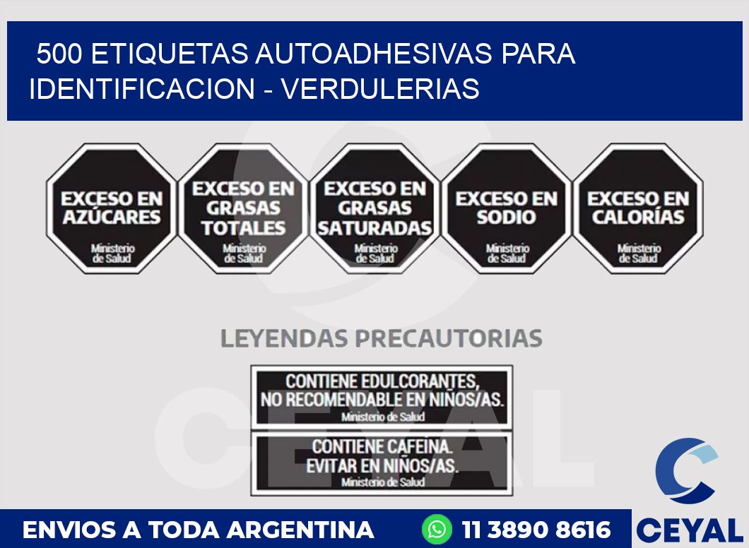 500 ETIQUETAS AUTOADHESIVAS PARA IDENTIFICACION - VERDULERIAS