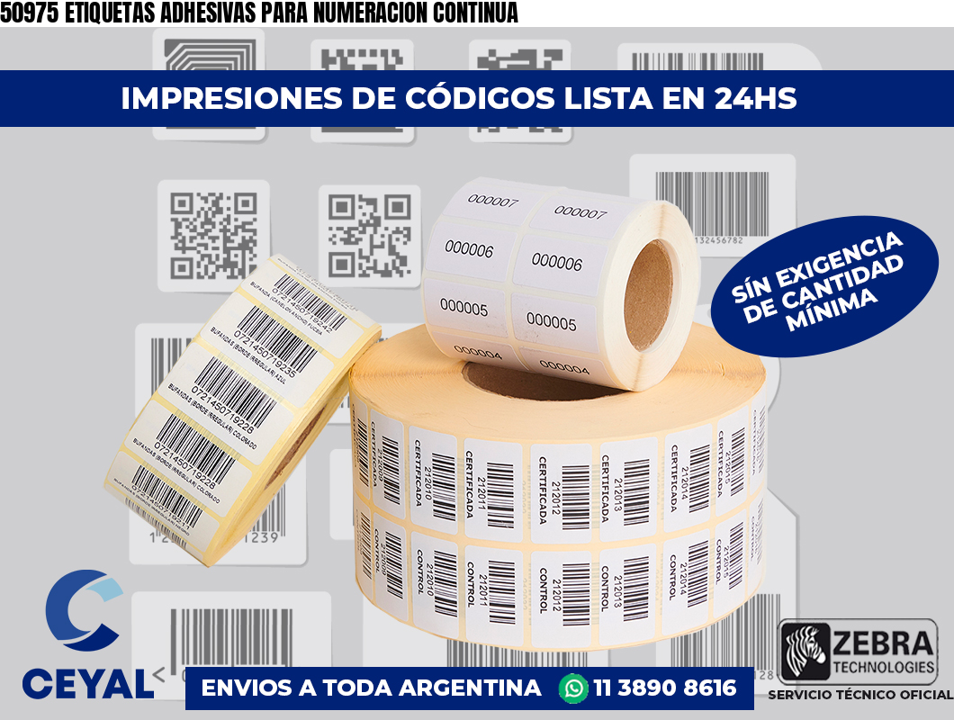 50975 ETIQUETAS ADHESIVAS PARA NUMERACION CONTINUA