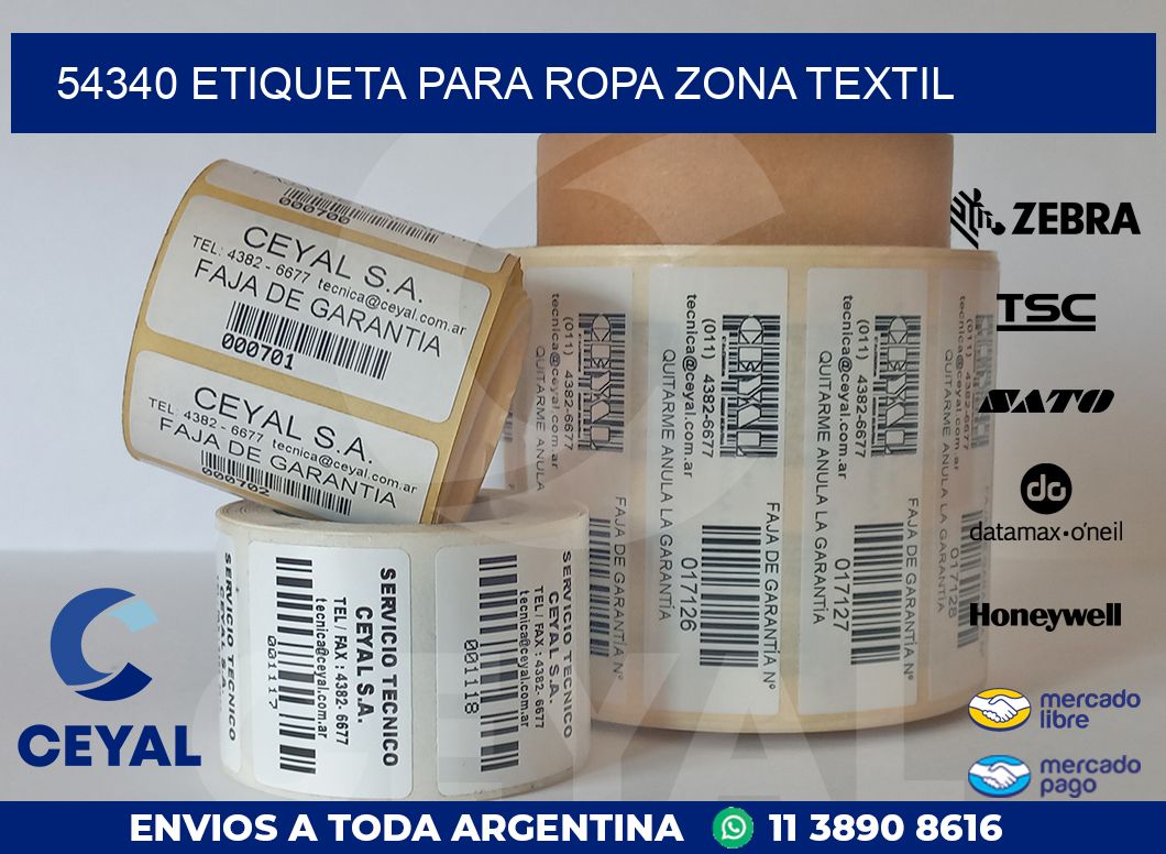 54340 ETIQUETA PARA ROPA ZONA TEXTIL
