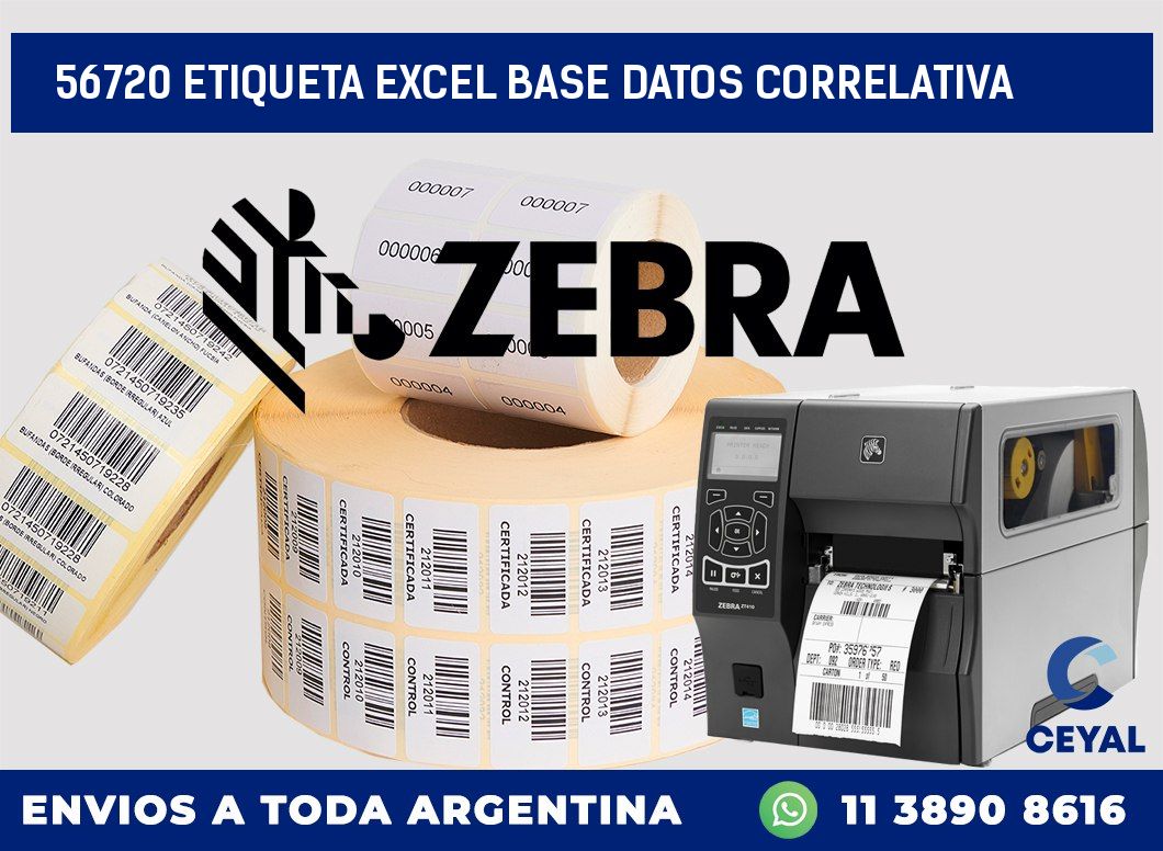56720 etiqueta excel base datos correlativa