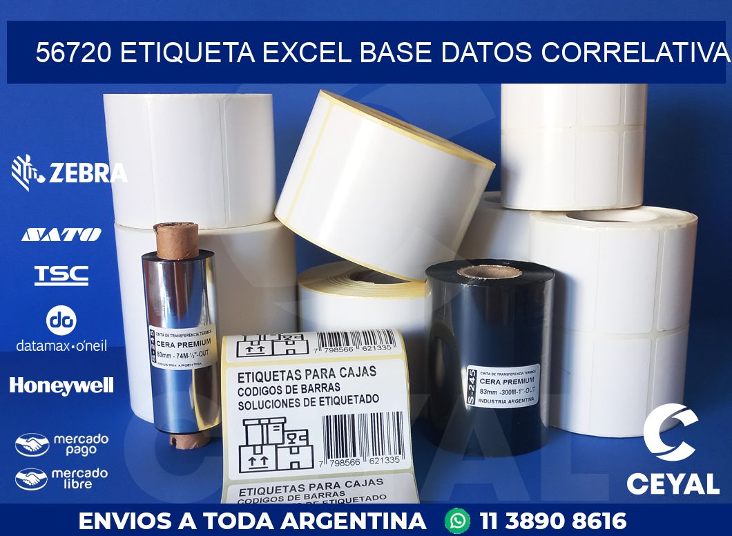 56720 etiqueta excel base datos correlativa