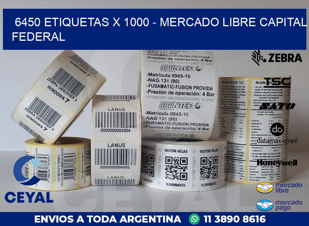 6450 ETIQUETAS X 1000 - MERCADO LIBRE CAPITAL FEDERAL